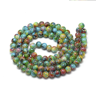 Baking Paint Glass Beads Strands X-DGLA-S115-8mm-S36-1