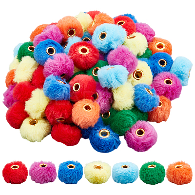 84Pcs 7 Colors Imitation Rabbit Hair European Beads FIND-PH0027-67-1