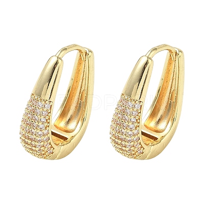 Brass Micro Pave Cubic Zirconia Hoop Earrings KK-CBA30C7-01G-1