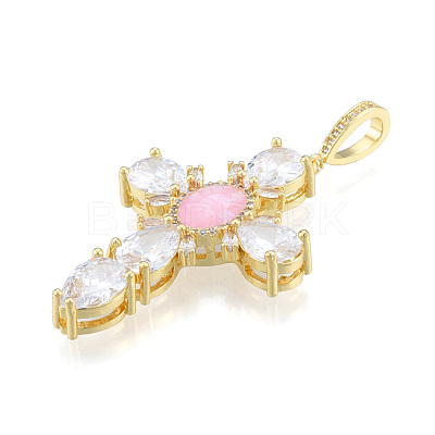 Brass Micro Pave Clear Cubic Zirconia Pendants KK-N227-108A-1