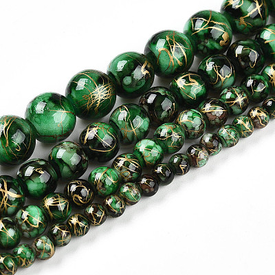 Baking Paint Glass Beads Strands DGLA-N003-6mm-B09-1