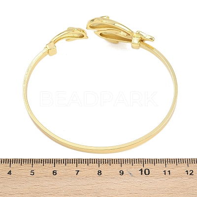 Marine Organism Brass Cuff Bangles for Women BJEW-D368-03F-G-1