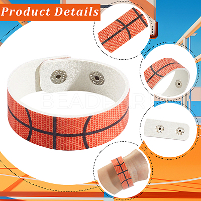 20Pcs 2 Styles Leather Wide Cord Bracelet with Snap Button for Men Women GUQI-CL0001-02A-1