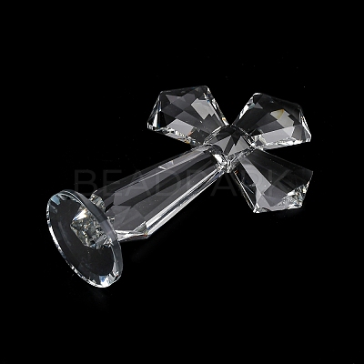 Natural Quartz Crystal Cross Figurines AJEW-H154-01A-1