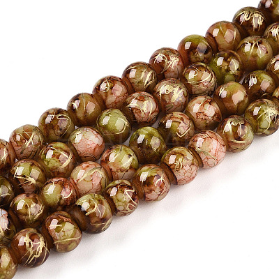 Baking Paint Glass Beads Strands DGLA-N003-8mm-B11-1