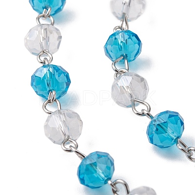Glass Rondelle Beads Chains for Necklaces Bracelets Making AJEW-OC0001-73-1