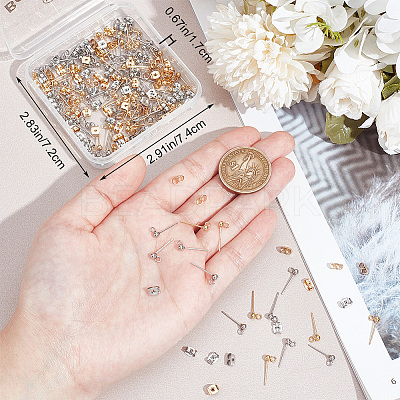 100Pcs 2 Style 304 Stainless Steel Ball Post Stud Earring Findings STAS-BBC0004-74-1