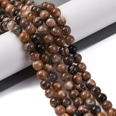 Natural Black Moonstone Beads Strands G-A219-A01-02-1