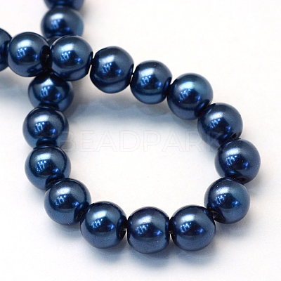 Baking Paint Pearlized Glass Pearl Round Bead Strands X-HY-Q003-4mm-15-1