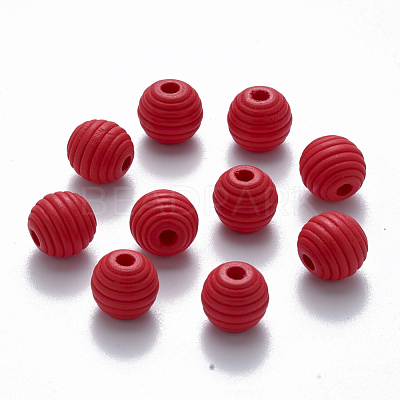 Painted Natural Wood Beehive Beads WOOD-Q040-019B-A07-1