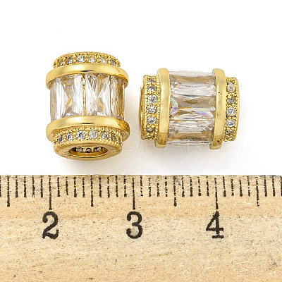 Rack Plating Brass Micro Pave Cubic Zirconia European Beads LS-KK-F089-31G-08-1