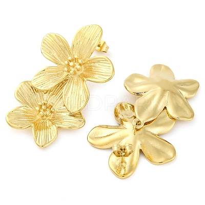 304 Stainless Steel Flower Stud Earrings for Women EJEW-U023-09G-1