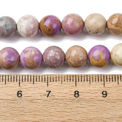 Natural Lepidolite/Purple Mica Stone Beads Strands G-K401-A01-8mm-1