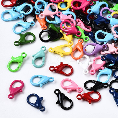 Spray Painted Eco-Friendly Alloy Lobster Claw Clasps PALLOY-T080-06E-NR-1