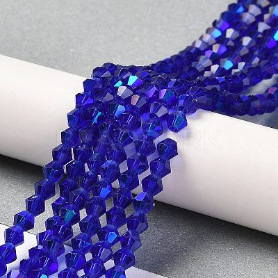 Transparent Electroplate Glass Beads Strands GLAA-F029-4mm-D06-1