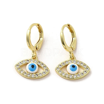 Horse Eye Real 18K Gold Plated Brass Dangle Leverback Earrings EJEW-Q797-23G-05-1
