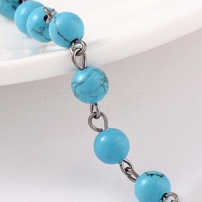Handmade Synthetic Turquoise Beads Chains for Necklaces Bracelets Making AJEW-JB00156-06-1
