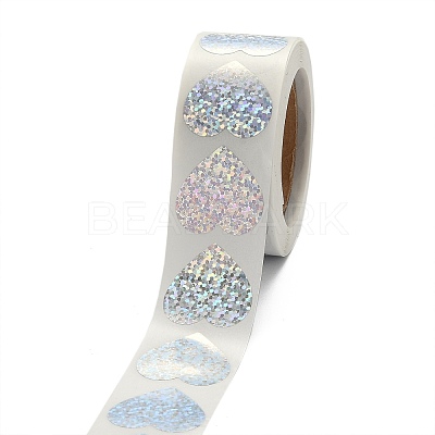 Heart Shaped Laser Stickers Roll X-DIY-K027-G01-1