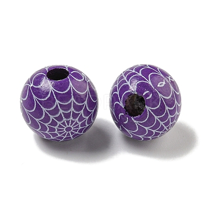 Printed Wood European Beads WOOD-G022-08A-08-1