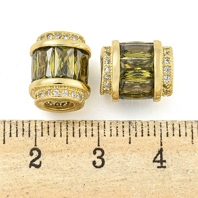 Rack Plating Brass Micro Pave Cubic Zirconia European Beads LS-KK-F089-31G-05-1
