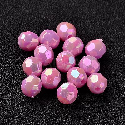 AB Color Plated Eco-Friendly Poly Styrene Acrylic Round Beads TACR-L004-6mm-57-1