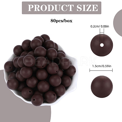 80Pcs Round Silicone Focal Beads SIL-SZ0001-24-13-1