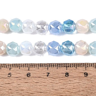 Electroplate Imitation Jade & Opaque & Transparent Glass Beads Strands EGLA-Q135-8MM-A13-1
