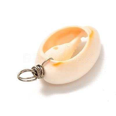 Natural Cowrie Shell Pendants PALLOY-JF00940-02-1