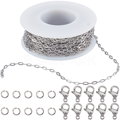 10M 304 Stainless Steel Paperclip Chains FIND-SC0012-54-1