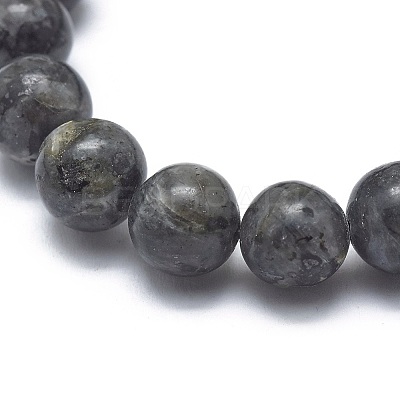 Natural Larvikite Bead Stretch Bracelets BJEW-K212-B-046-1