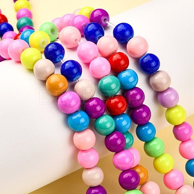 Baking Paint Glass Beads Strands DGLA-MSMC001-11-1