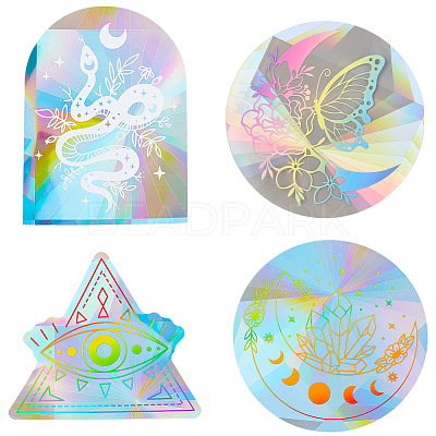 4Pcs 4 Styles PET Rainbow Window Clings Stickers DIY-GF0007-63-1