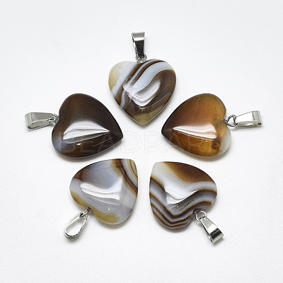 Natural Banded Agate/Striped Agate Pendants G-T122-24I-1