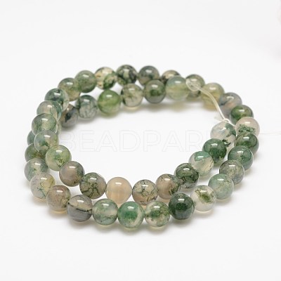 Natural Moss Agate Beads Strands X-G-F453-6mm-1