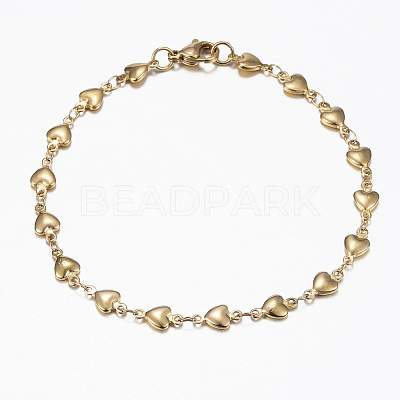 304 Stainless Steel Heart Link Chain Jewelry Sets X-SJEW-H103-A-01G-1