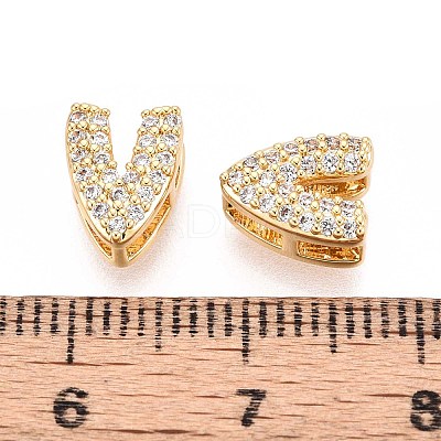 Brass Micro Pave Clear Cubic Zirconia Beads KK-T071-17G-V-1