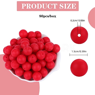 80Pcs Round Silicone Focal Beads SIL-SZ0001-24-39-1