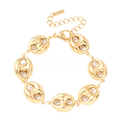304 Stainless Steel Coffee Bean Link Chain Bracelets X-BJEW-D359-14B-G-1