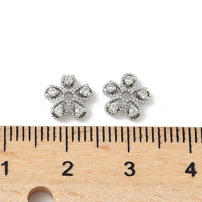Brass Micro Pave Clear Cubic Zirconia Bead Caps KK-V015-22P-1