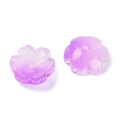 Transparent Spray Paint Glass Bead Caps GLAA-H035-04I-1