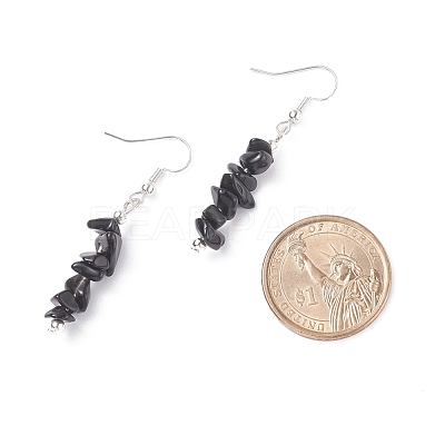 Natural Obsidian Chips Beaded Jewelry Set SJEW-JS01232-01-1