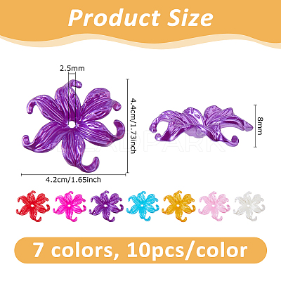 70Pcs 7 Colors Opaque Acrylic Bead Caps OACR-DC0001-51-1