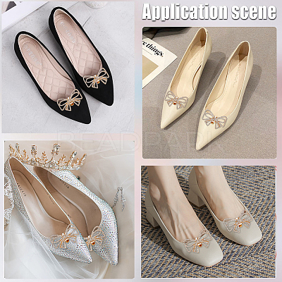 2Pcs Bowknot Alloy Rhinestone Shoe Decorations FIND-CP0002-24B-1