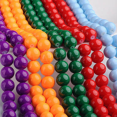 Painted Glass Bead Strands DGLA-S071-8mm-M-1