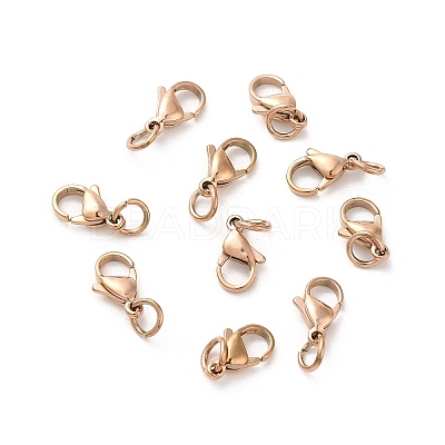 304 Stainless Steel Lobster Claw Clasps STAS-K155-B-11RG-1