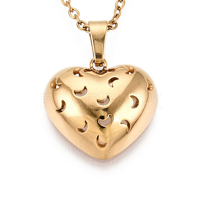 304 Stainless Steel Pendant Necklaces NJEW-T018-38G-1