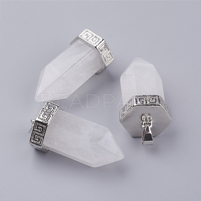 Natural Quartz Crystal Pointed Pendants G-E442-03U-1