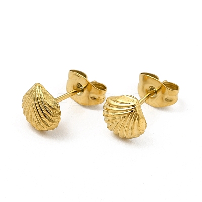 Ion Plating(IP) 304 Stainless Steel Shell Shape Stud Earrings for Women X-EJEW-I281-33G-1