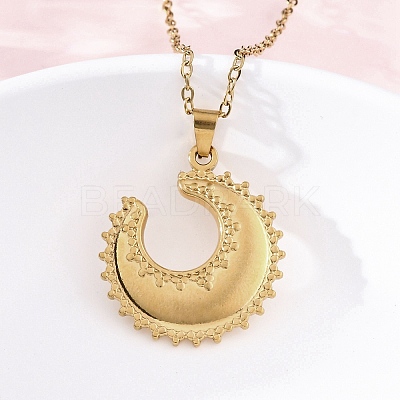Crescent Moon 304 Stainless Steel Pendant Necklaces NJEW-M096-33G-1