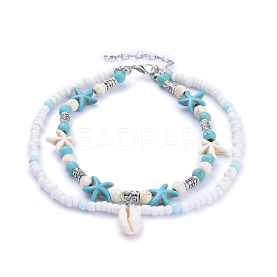 Cowrie Shell Anklets AJEW-AN00244-1